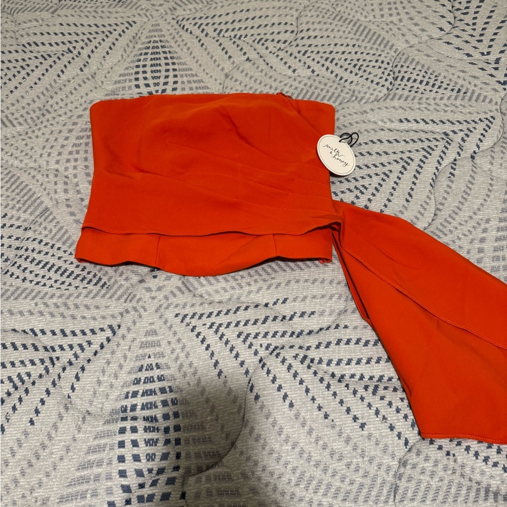 Orange Strapless Top with Tie Detail BRAND NEW